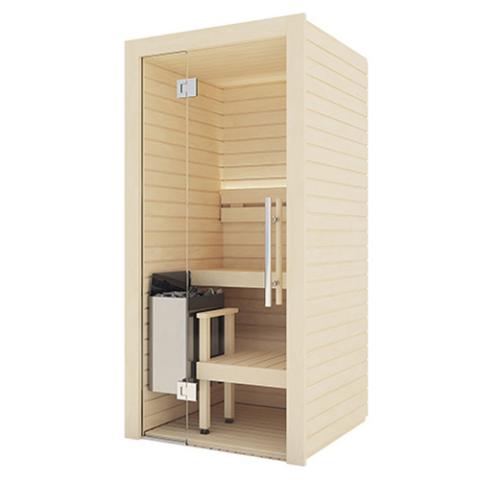 Cala Glass Mini Sauna Kit (1 Person) Aspen Wood, Full Glass Front