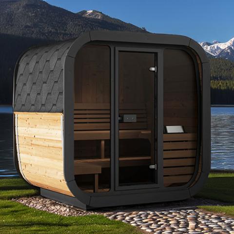 SaunaLife Model CL5G Outdoor Sauna Kit (Up to 4 Persons) Cube Luxury Series