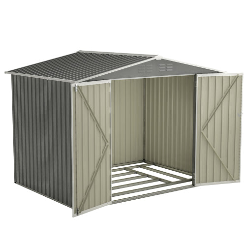 8 x 6 FT Outdoor Metal Storage Shed – Waterproof Garden Tool Shed with Floor Frame