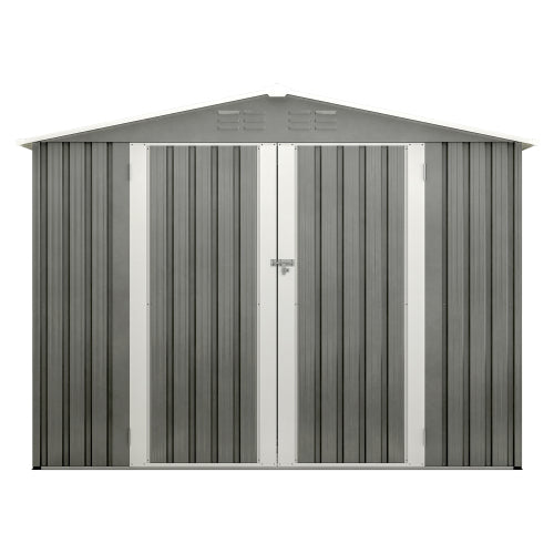8 x 6 FT Outdoor Metal Storage Shed – Waterproof Garden Tool Shed with Floor Frame