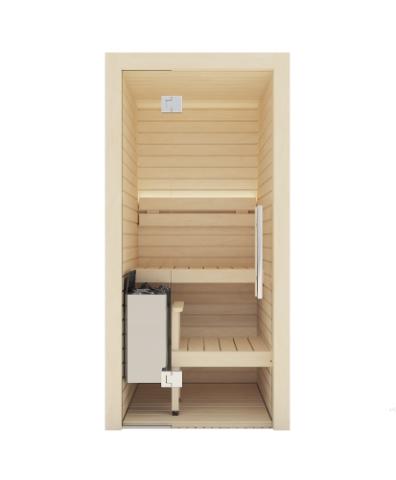Cala Glass Mini Sauna Kit (1 Person) Aspen Wood, Full Glass Front
