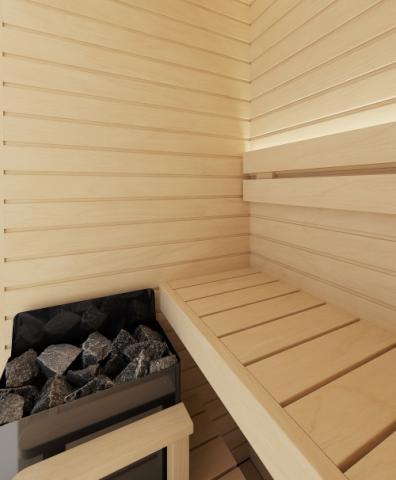 Cala Glass Mini Sauna Kit (1 Person) Aspen Wood, Full Glass Front