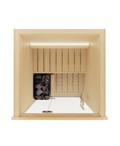 Cala Glass Mini Sauna Kit (1 Person) Aspen Wood, Full Glass Front