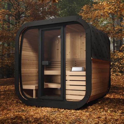 SaunaLife Model CL5G Outdoor Sauna Kit (Up to 4 Persons) Cube Luxury Series